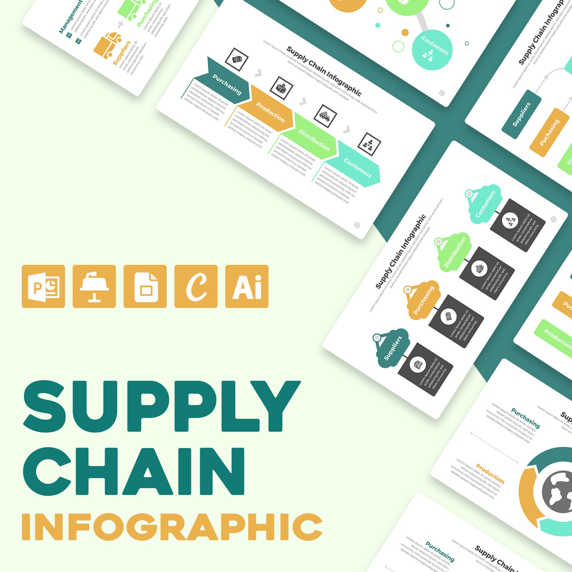Supply Chain Infographic | Google Slide | Powerpoint | Illustrator ...