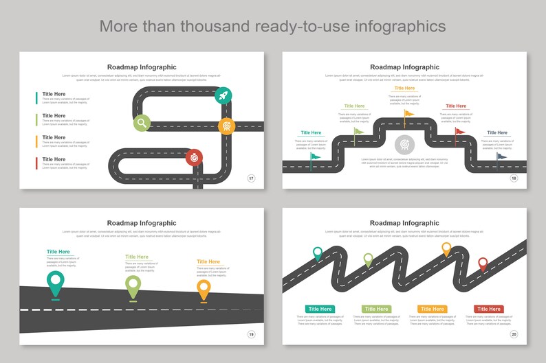 Road Map Text Box Roadmap Infographic for Business Presentation Template - Etsy