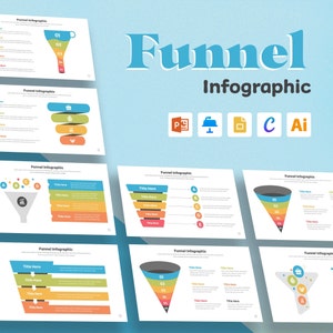 Trechterinfographic-sjablonen | Diagrammen voor PowerPoint, Illustrator, Google Slides en Canva