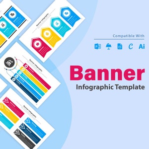 Modelo de infográficos de banner | Google Slide | PowerPoint | Ilustrador | Palestra | Canva
