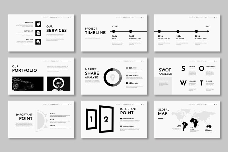 Minimal Basic Business Powerpoint Presentation Template - Etsy