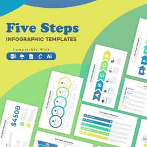 Five Steps Infographic Presentation | Google Slide | PowerPoint | Illustrator | Keynote | Canva