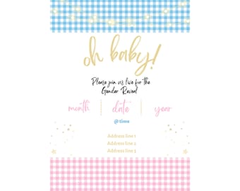DIGITAL Gender Reveal Oh Baby Invitation | Printable Invitation | Baby Reveal Party | Girl or Boy