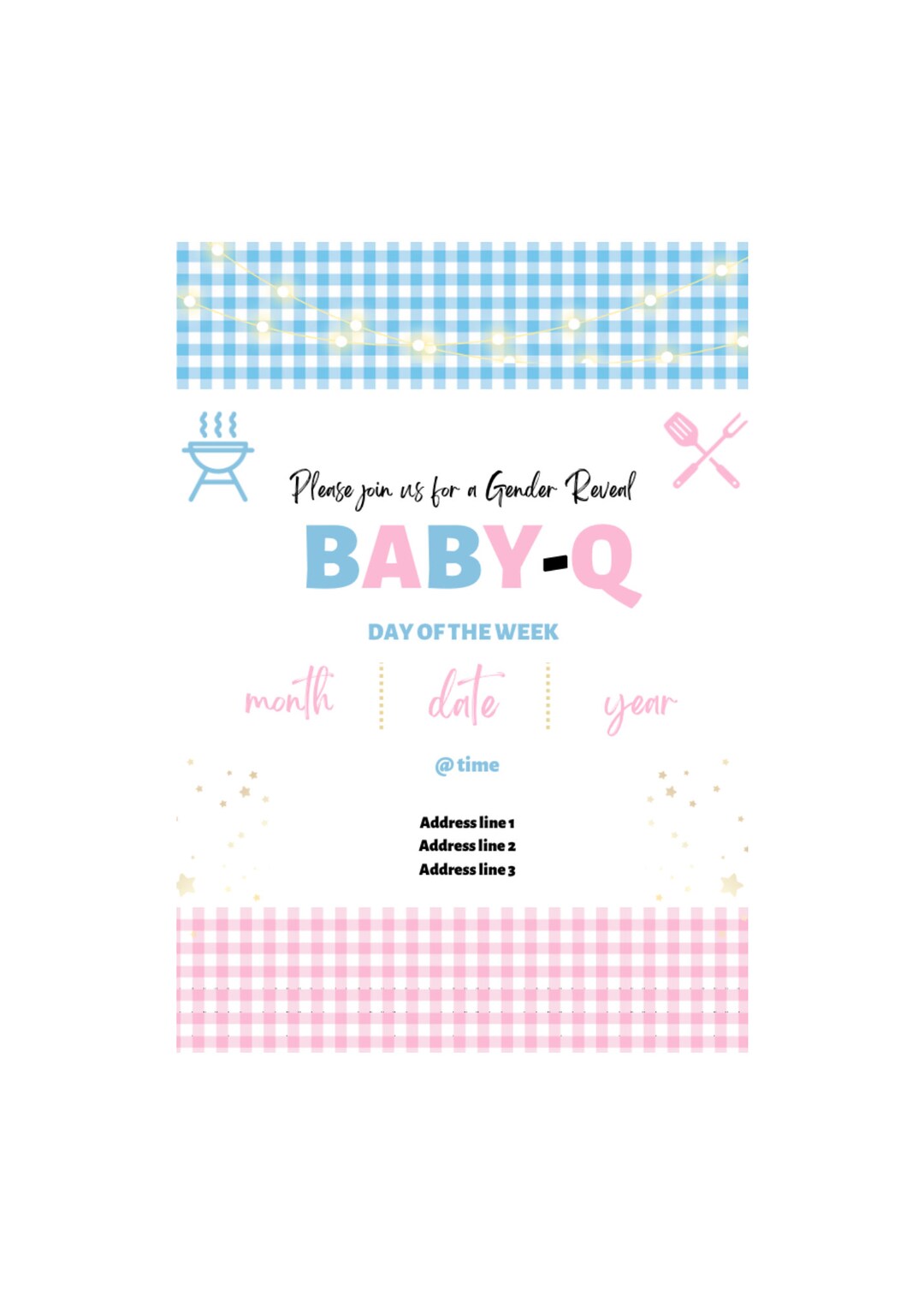 DIGITAL Gender Reveal Baby Q | Printable Invitation | Baby Reveal Party ...