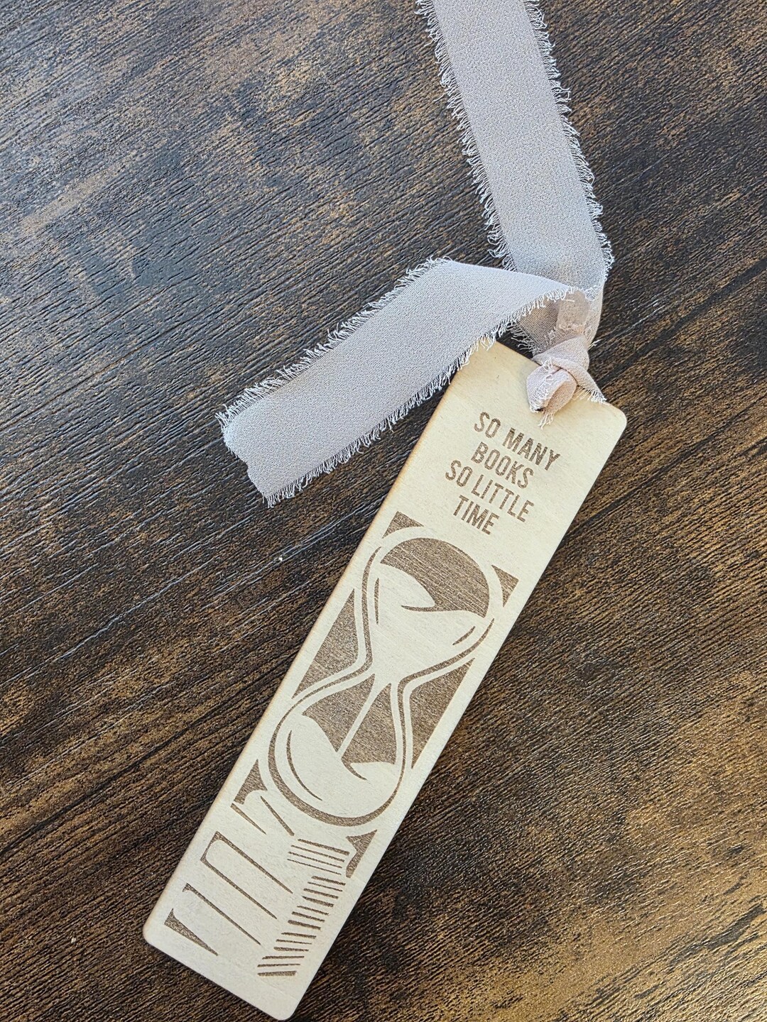 Laser Engraved Wooden Bookmark: Hourglass Design - Gift for Book Lovers ...