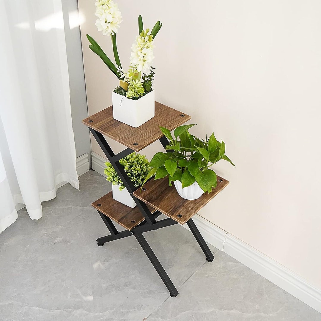 3 Tier Wood Metal Plant Stand Indoor Plant Stand Flower Stand Plant