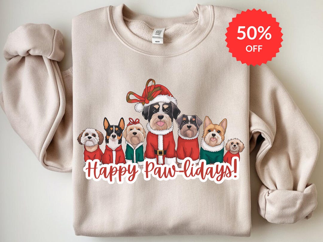Happy Pawliday. Dog Christmas Paper Cut. Dog Christmas SVG. - So Fontsy