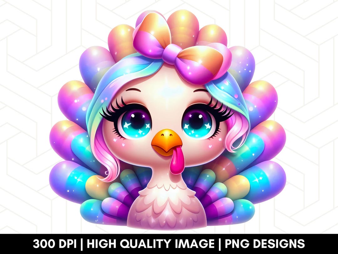 Girl Turkey Png, Cute Colorful Turkey Png, Thanksgiving Png Kids ...