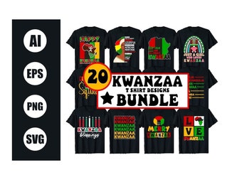 Happy Kwanzaa T-Shirt Bundle, 7 Principles Of Kwanzaa, Valentine Day, African American Svg, Black Culture,Happy Kwanzaa Sublimation, DİGİTAL