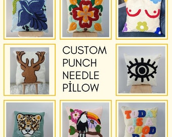 Custom punch needle pillow, personalized, design your own pillow, personalized gift, modern and unique design pillow, pinterest room decor