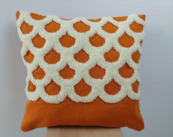 Groovy punch needle 'orange' Pillow, pinterest room decor, new home gift, modern home decor, farmhouse, decorative pillow, luxury pillow