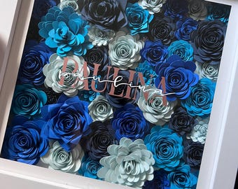 Gepersonaliseerde bloemenschaduwdoos | Gepersonaliseerde lijst | Gepersonaliseerde cadeau | Cadeau voor haar | Cadeau bruidsmeisje