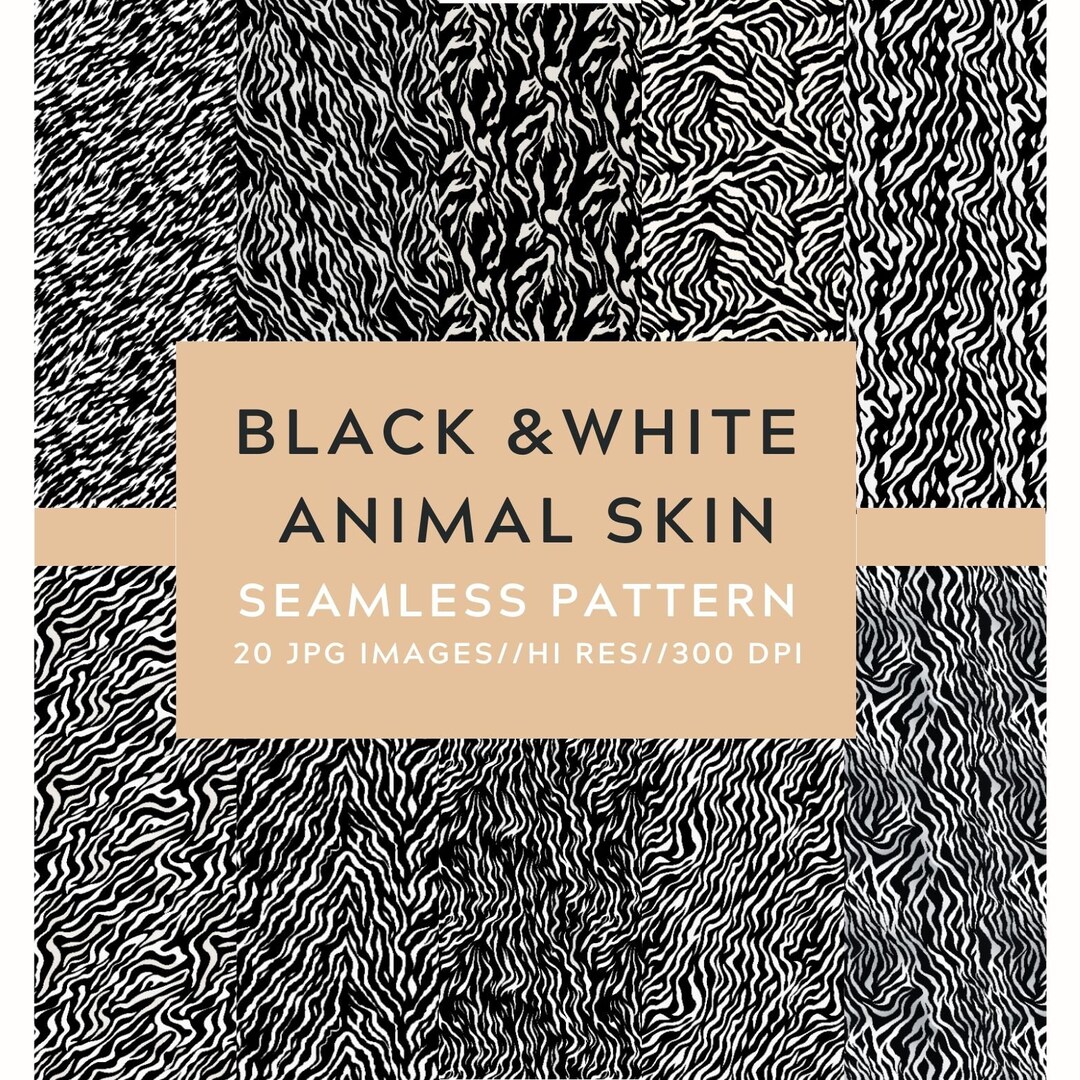 Black and White Animal Tiger Skin Texture Seamless Pattern Digital ...