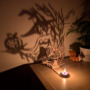 Witch Tealight holder Halloween Decor sorcerer lantern candle shadow spooky light creepy ghost Trick or treat gift spooky season black magic