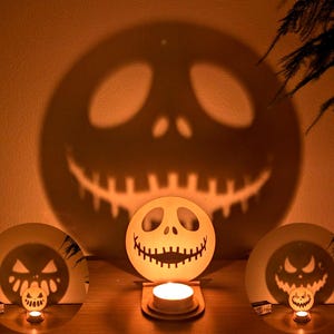 Halloween tealight holder scary face halloween lantern party decor candle shadow spooky season decor light creepy ghost shadow candel