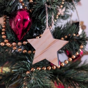 Christmas set of stars bauble Christmas tree ornament decor wood star Unique Wooden Star Bauble set Christmas Tree Ornaments Holiday Decor