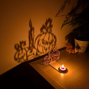 Tealight Decor pumpkin Halloween lantern candle shadow Trick or treat gift spooky light creepy ghost skull tealight holder  spooky season