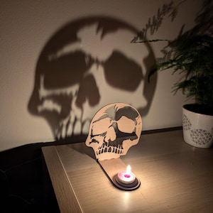 Skull Shadow Caster Tealight Holder Halloween Candle Holder Gothic Decor