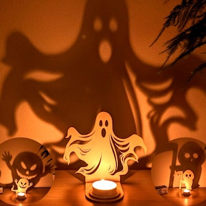 Spooky ghost halloween party lantern tealight Halloween Decor candle shadow spooky season decor light creepy ghost shadow Trick or treat