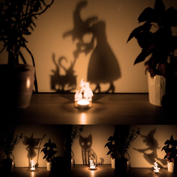 Spooky Witch tealight holders halloween party decor candle shadow spooky season decor light creepy Witch Trick or treat halloween Gift idea