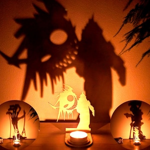 Halloween Horror Shadow Candle Holder | Grim Reaper, Monster, Grave Hand, Spider Web | Spooky Tealight Decor
