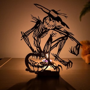 Tealight Halloween Scarecrow Decor pumpkin lantern candle shadow spooky light creepy ghost tealight holder Trick or treat gift spooky season