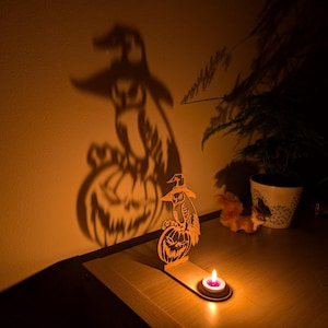 Owl pumpkin Tealight Decor Halloween lantern candle shadow spooky light creepy tealight holder Trick or treat gift autumn season ghostly