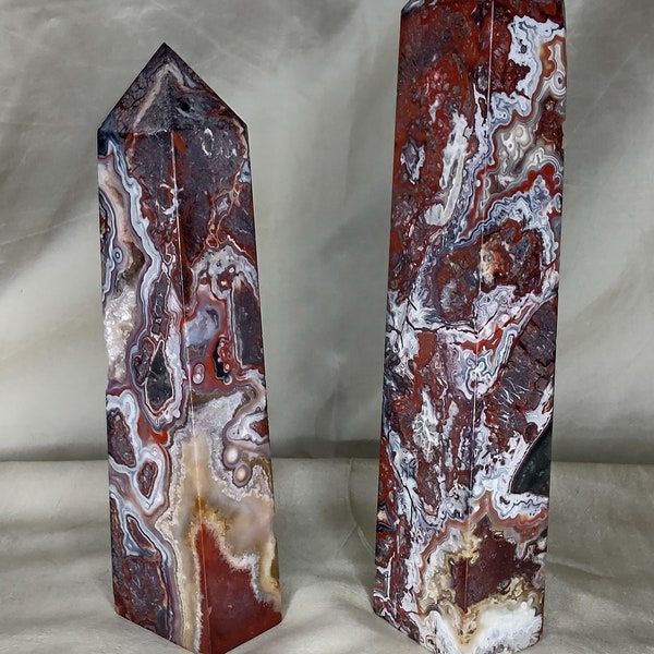 High-Quality Mexican Crazy Lace Agate Tower - Harmony and Joyful Energies. Please visit the Facebook video link in the description.