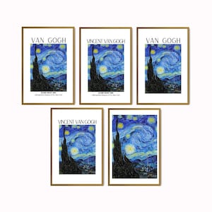 Sternenklare Nacht Poster Set - 5 druckbare Van Gogh Wand Kunstdrucke | Sternenhimmel Digital Download | Himmlische Kunst für Home Decor