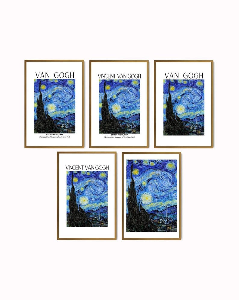 Starry Night Poster Set – 5 Printable Van Gogh Wall Art Prints | Starry ...