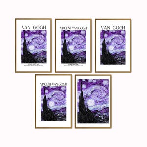 Lila Sternennacht Poster Set – 5 druckbare Van Gogh Kunstdrucke | Mystische Wandkunst | Verträumte Himmlische Digital Download