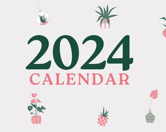 Pink and Green 2024 Digital Calendar