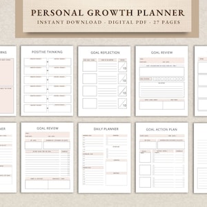 Personal Growth Journal | Self-Improvement Planner | Digital Planner | Gratitude Journal | Self Care | Mindfulness Planner