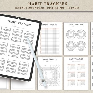 Habit Tracker Printable | Habit Tracker Digital | Yearly, Monthly, Weekly, Daily Habit Tracker | Habit Planner Pdf | Motivation Planner