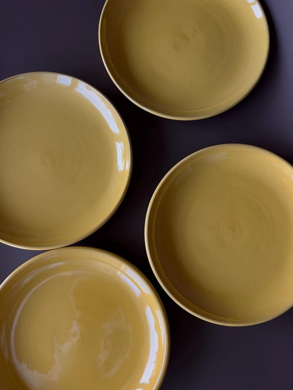 Vintage Yellow Plate Set of 4
