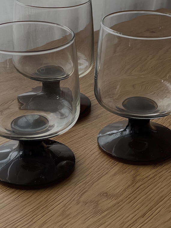 Mid Century Smoked Brown Glass Set