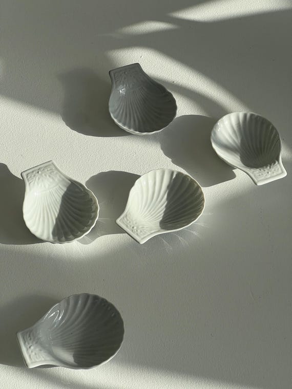 White Porcelain Shell Dish Set of 5