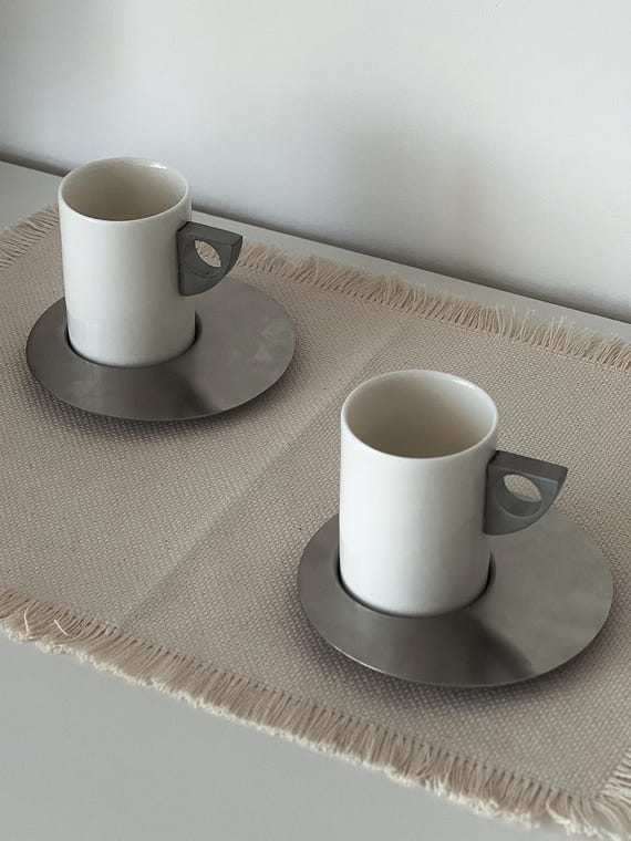 Brutalist Cups with Saucers Set of 2