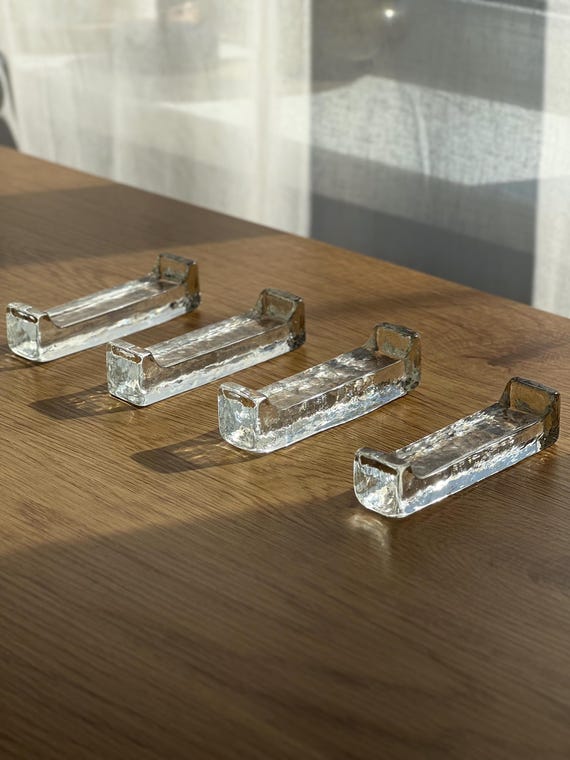 Set of 4 Glass Cutlery Rest