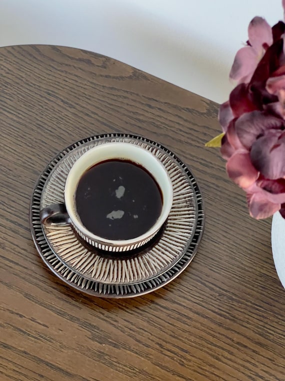 Scandinavian Handmade Brown Tea Cup with Saucers