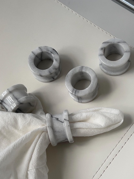 Vintage Marble Napkin Ring Set of 5