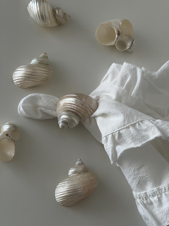 Natural Vintage Shell Napkin Rings Set of 6