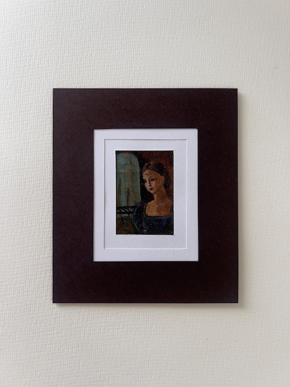 Original Italian Miniature Oil Painting Renaissance Inspired Portrait