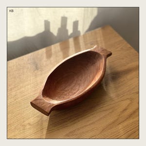 Vintage Wood Bowl Rustic Decorative Boat Bowl Mid Century Trinket Bowl Wooden Handcrafted Serving Bowl Table Centrepiece MCM Jewelry Tray