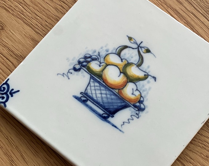Delft Hand-Painted Ceramic Tile/ Coaster