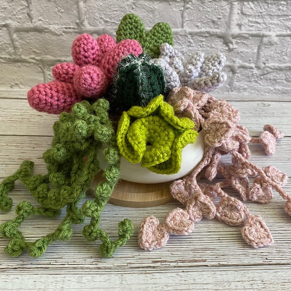 CROCHET PLANTS ONLY Without Pot, Interchangeable Modular Mini Crochet Succulent Cactus House Plants, Housewarming Home Decor, Handmade Gift