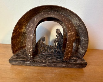 Hand carved nativity Made From Coconut Shell Made In Cambodia