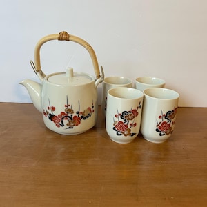 Vintage Kutani Japanese Cherry Blossom Tea Set