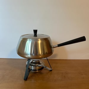 Vintage Spring Switzerland Vintage Fondue Set Staunless Steel MCM