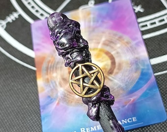 Pentagram Wand Amethyst Crystal Ball, Fairy Wand, Gothic Handmade Wand, Mystical Cosplay Wand, Wicca, Witch wand, Fantasy wand, Wizard Druid